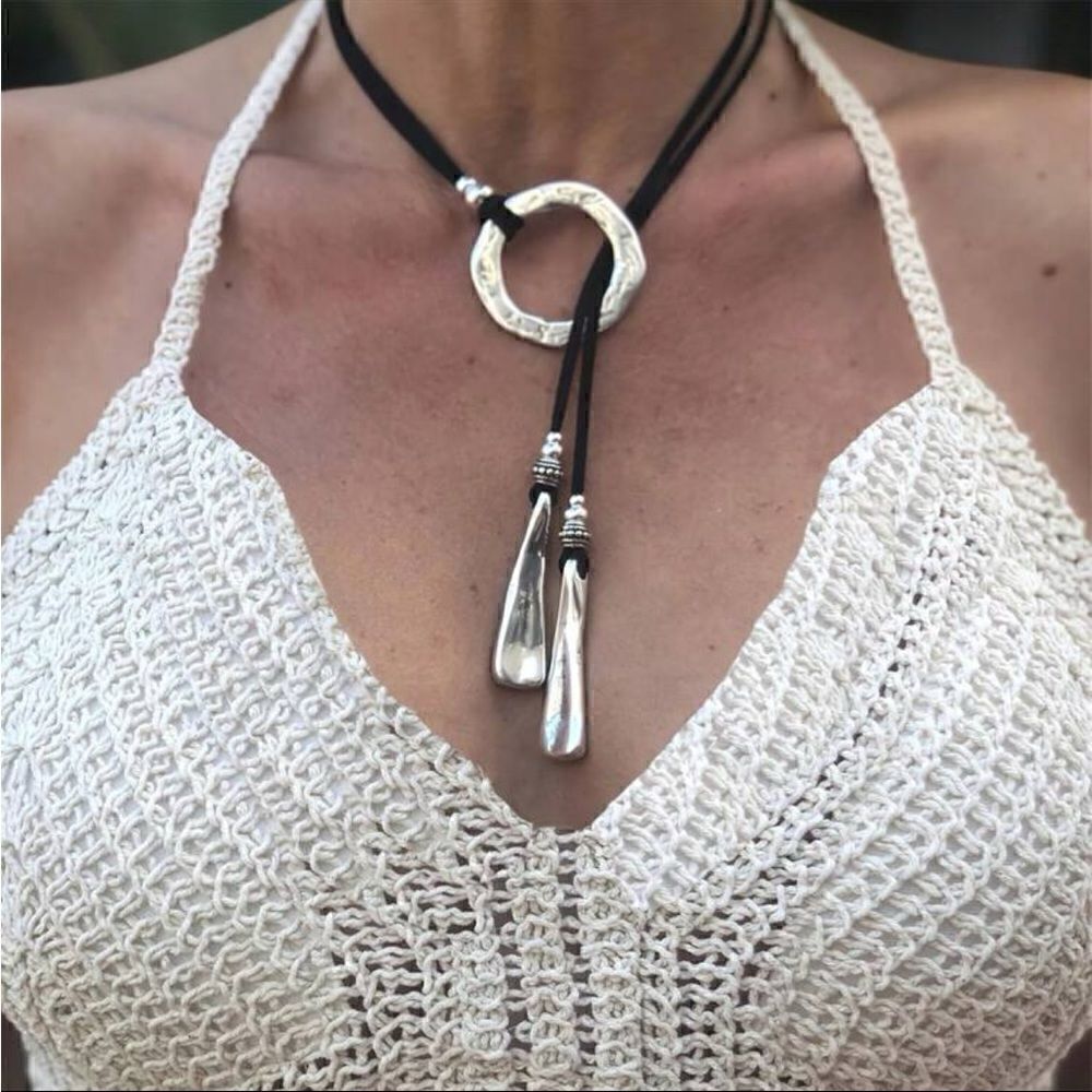 Silver boho  necklace S583